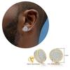 Rock Hip Hop Iced Out Stud Earring for Men Male Ice Studded Zircon Gold Color Piercing Ear Accessories Hiphop Trend