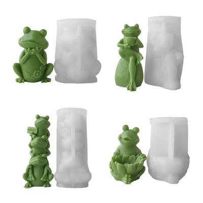 Cartoon Animal Candle Molds Castings Molds 3D Frogs Silicone Moulds Ornament Epoxy Resin Molds Plasters Molds