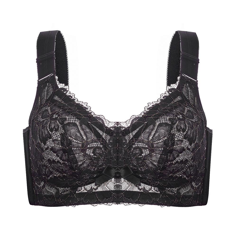 

Летнее нижнее белье Женский бюстгальтер на косточках с эффектом пуш-ап Регулируемый Большой размер Тонкий бюстгальтер 42/95E чёрный