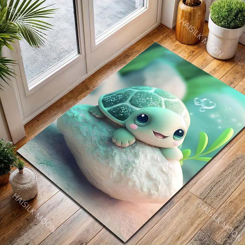 1PC Cute Little Turtle Print Carpet for Living Room Bedroom Bedside Floor Mat Sofa Table Area Rugs Home Decor Luxury Gift