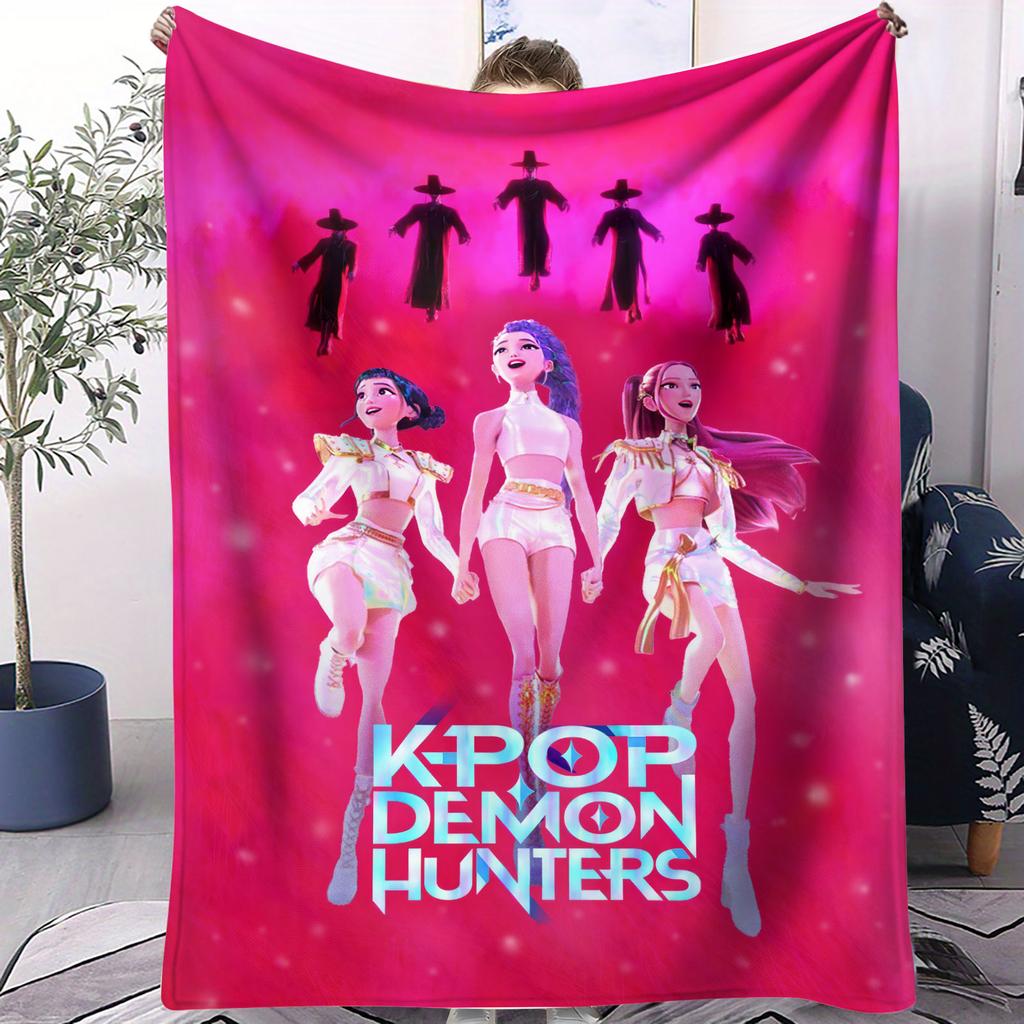 K Pop Demon Hunters Warmth Flannel Blanket Cover Soft Multifunctional Decorative Blanket Universal Blankets Holiday Gifts