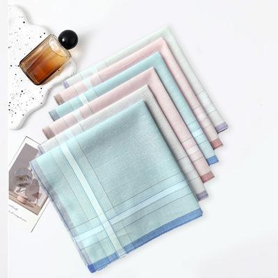 3Pcs Color Plaid 29x29cm Hand Towels Square Checkered Printed Sweat-absorbing Women Wedding Party Gift Cotton Handkerchiefs