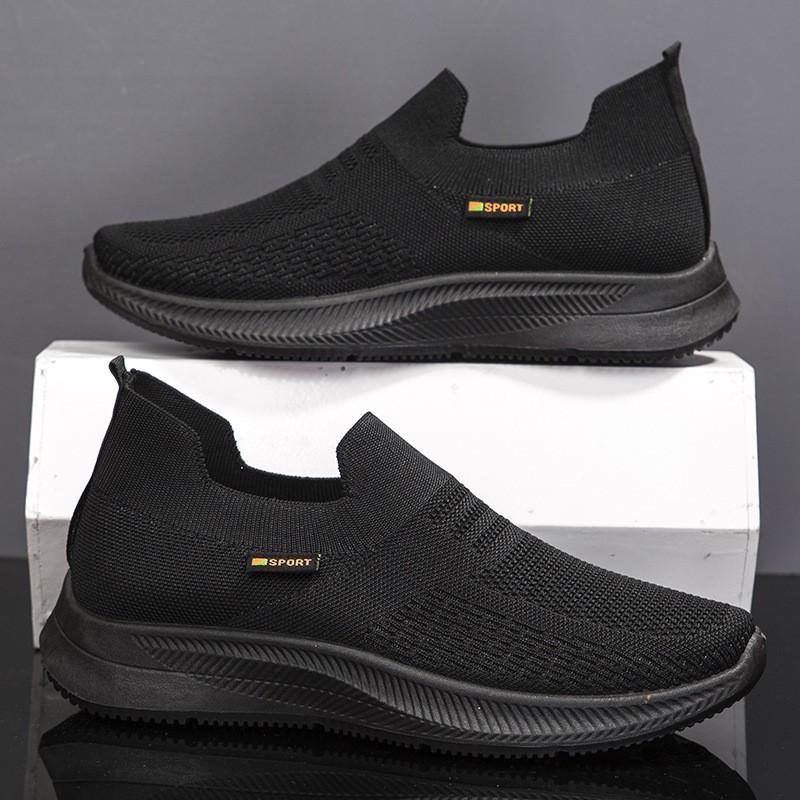 Tênis Masculino de Lona Slip-On Respirável - Tênis Casuais Confortáveis de Malha de Seda de Gelo para Primavera e Outono
