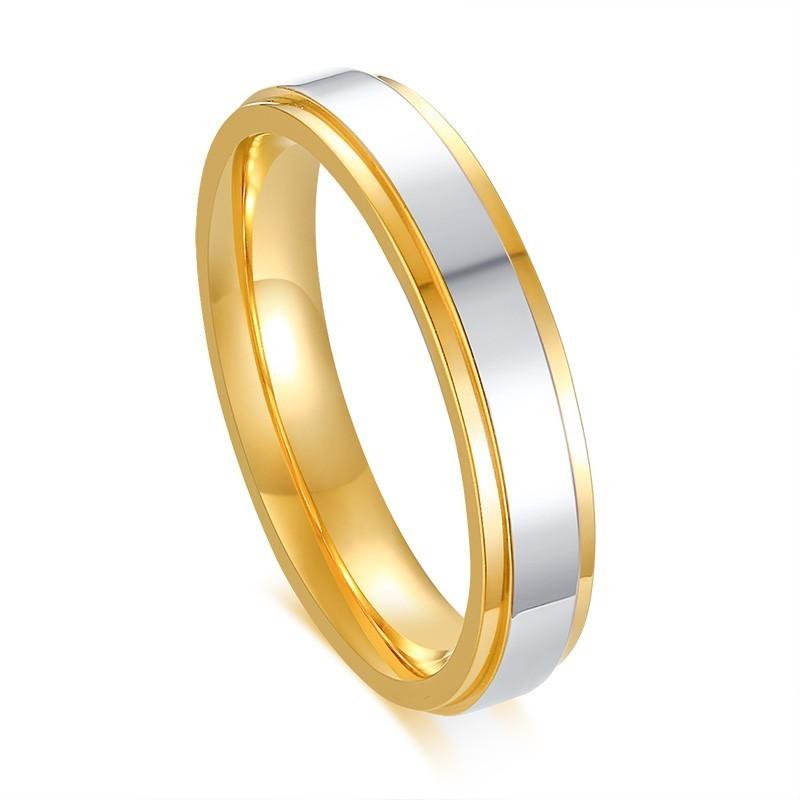 Vnox Gold Color Wedding Bands Ring for Women Man Stainless Steel Forever Lover Gifts Ring Anillo