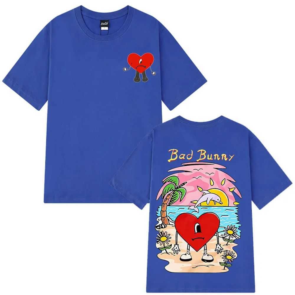 Wholesale Bad Bunny Un Verano Sin Ti Pattern Tshirt 2026 Unisex Cotton Oversized Hiphop Summer Tshirt Street Wear Y2K