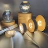 5/8cm Wooden LED Display Base Light Luminous USB Lamp Holder for Crystal Ball Glass Resin Art Ornament Stand Decor Kids Gifts