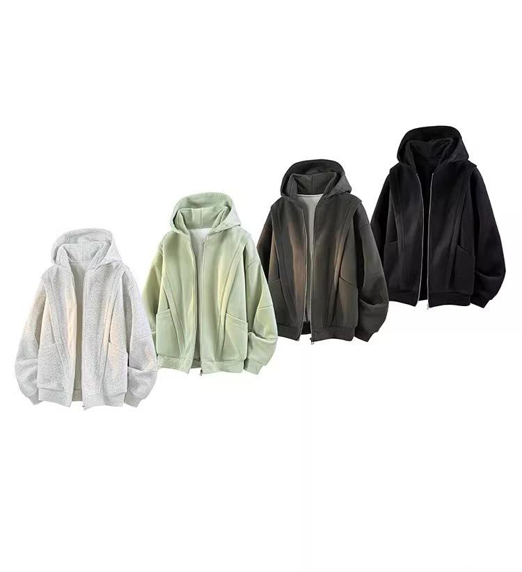 Unisex American-Style Heavy Fleece Hooded Jacket for Autumn/Winter
