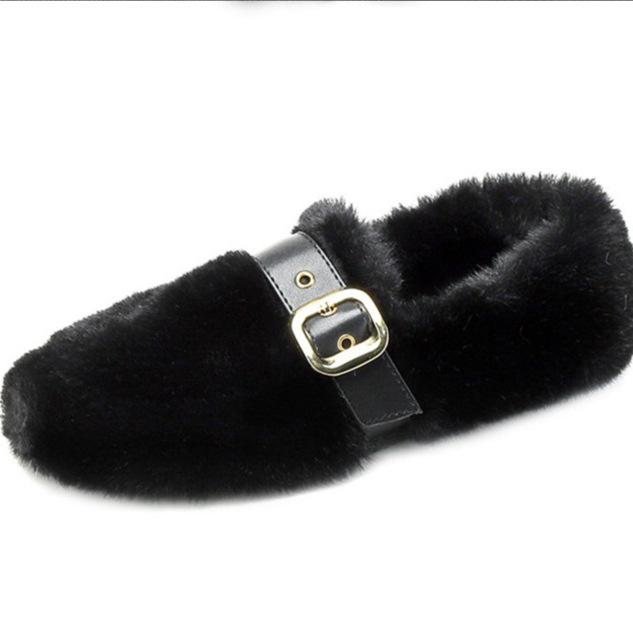 

Lazy Maillard wind fluffy shoes children autumn and winter velvet cotton shoes khaki beanie shoes one pedal maternity shoes 39 чёрный