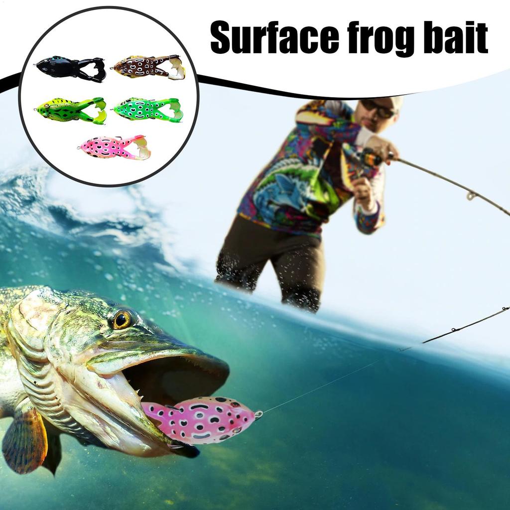Frog Fishing Lures Water Top Frog Lures Set With Bait Box Soft Swimbait With Weedless Hooks For Trout Pike Catfish Cod Carp