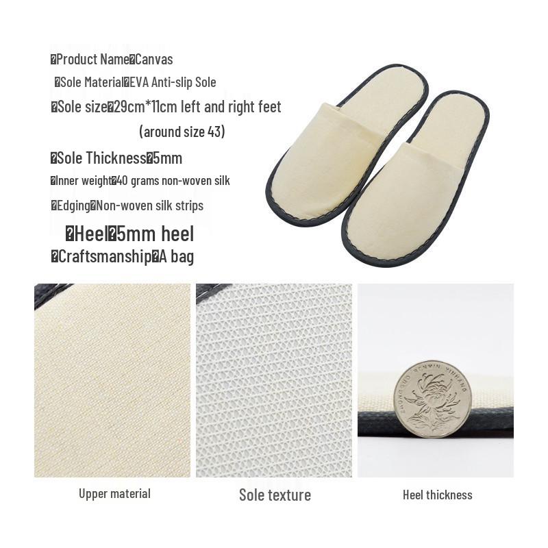 Jednorázové lněné pantofle pro hotely, B&B, salony a cestování