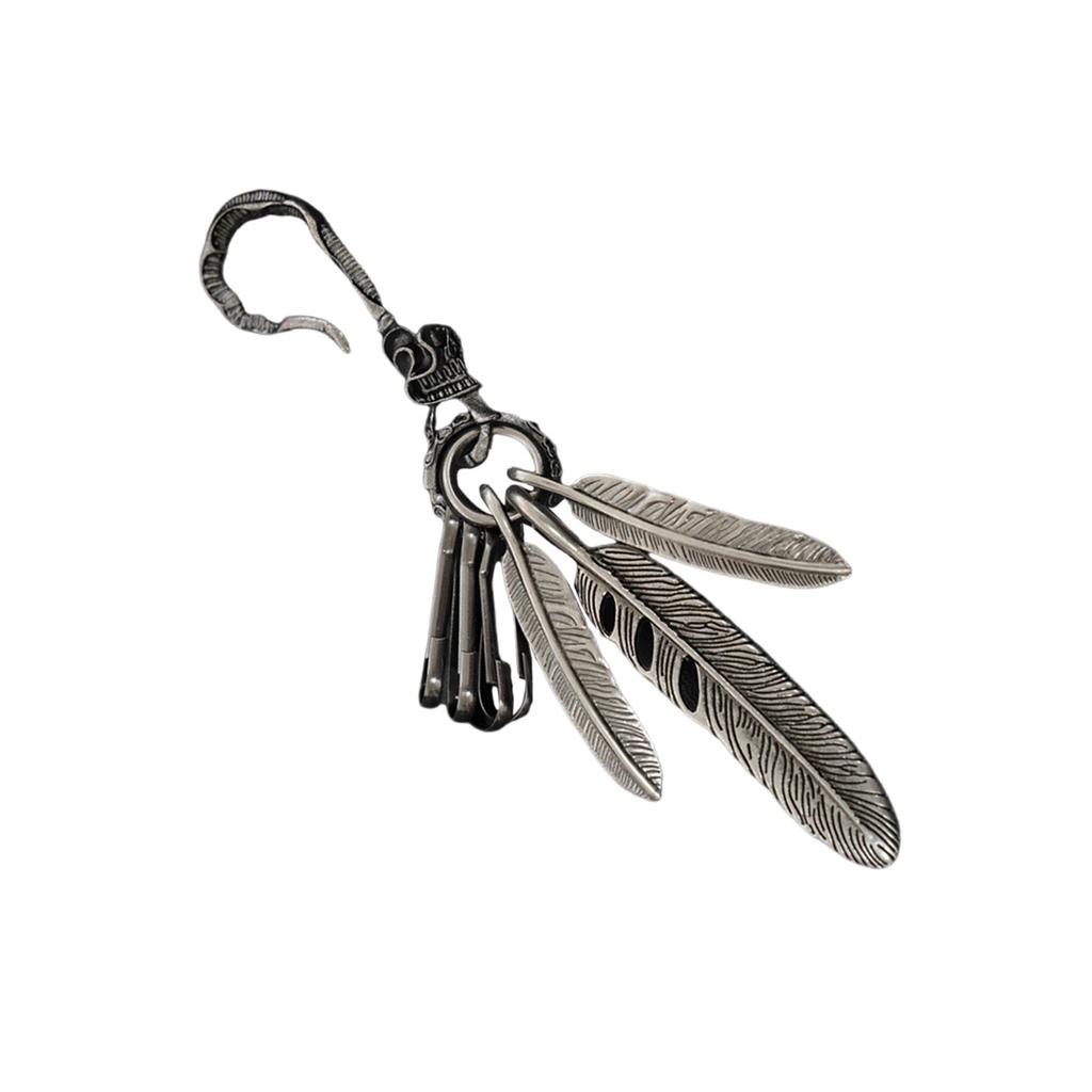 Creative Feather And Turquoise Sturdy Zinc Alloy Hook Keychain Charm Pendant for Trendsetters Seek Unique Styles