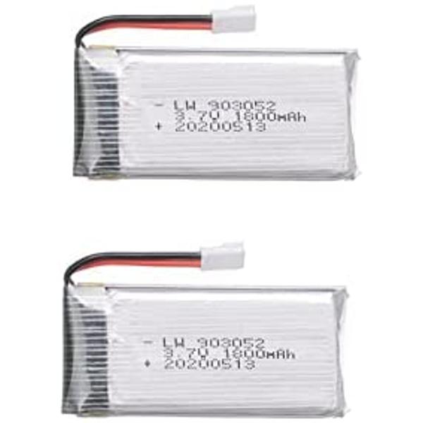 2-Pack Rechargeable LiPo Battery 3.7V 1800mAh | Compatible with KY601S, SYMA X5 Series, WLtoys K989, Drones