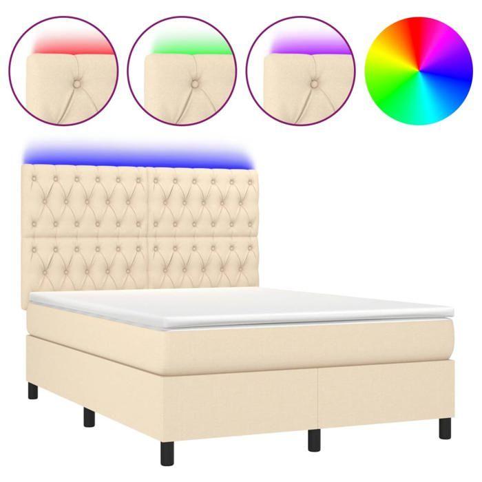VidaXL Sommier à Lattes de Lit avec Matelas et LED, Lit Rembourré, Lit Double, Lit Adulte de Chambre à Coucher Intérieur, 3135122