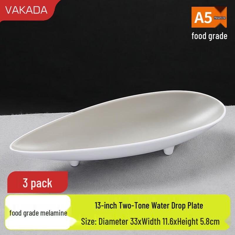 VAKADA 13-inch Melamine Two-Color Serving Plate Set (3-Pack)