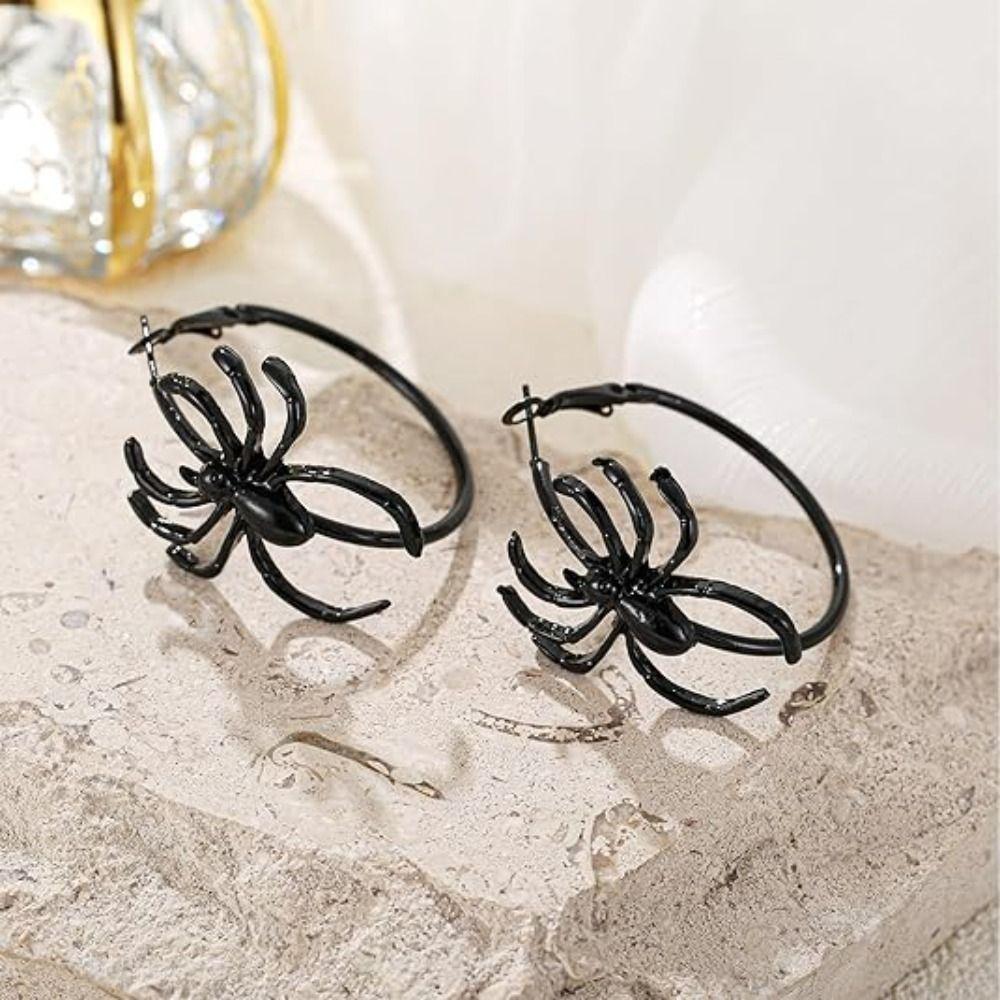 Halloween Jewelry Halloween Earrings Black Color Round Circle Ear Stud New Spider Earrings