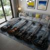 Elektrische Gitaar Vloerkleed, Zwaar Metalen Grijs Print, Moderne Woondecoratie, Antislip Vloermat, Stijlvol Woonkamer Accent