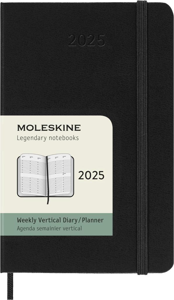 Moleskine Notebook 2025 January Start 12 Months Weekly Diary Vertical Pocket Size x Hard Cover Black DHB12WV2Y25 (9cm 14cm)