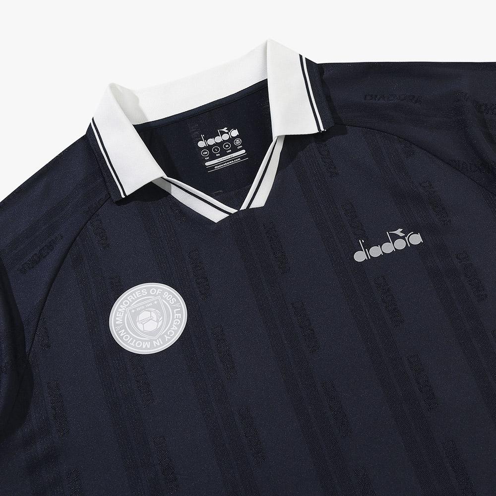 Diadora Ceremony Mesh Jacquard Collar Short Sleeve T-Shirt Navy