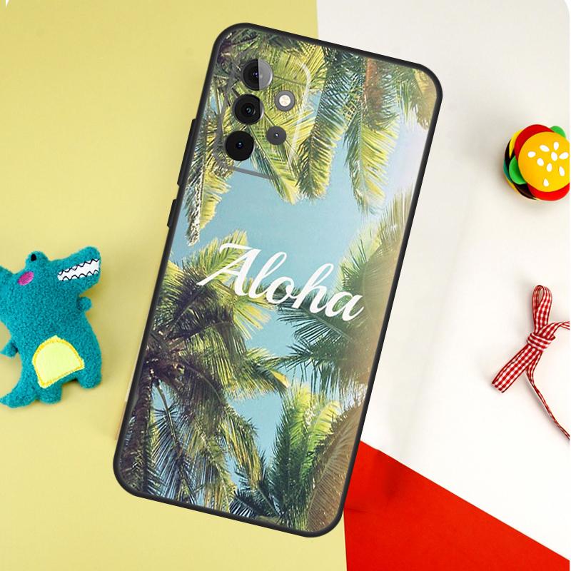 Summer Plant Palm Green Leaf Aloha For Samsung Galaxy A54 A34 A14 A55 A35 A15 A53 A33 A13 A05 A06 A16 A22 A32 A52 Phone Case