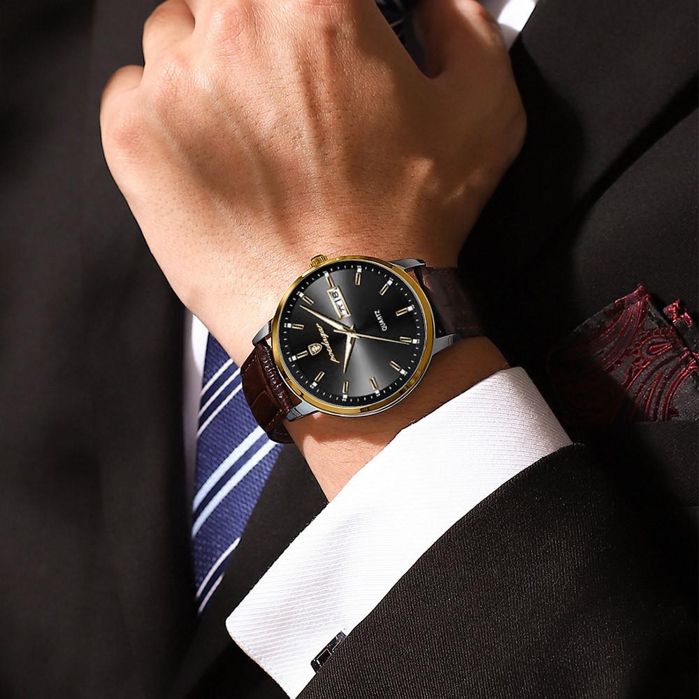 Men'S Watch Ultra-Thin Double Date Belt Quartz Watch