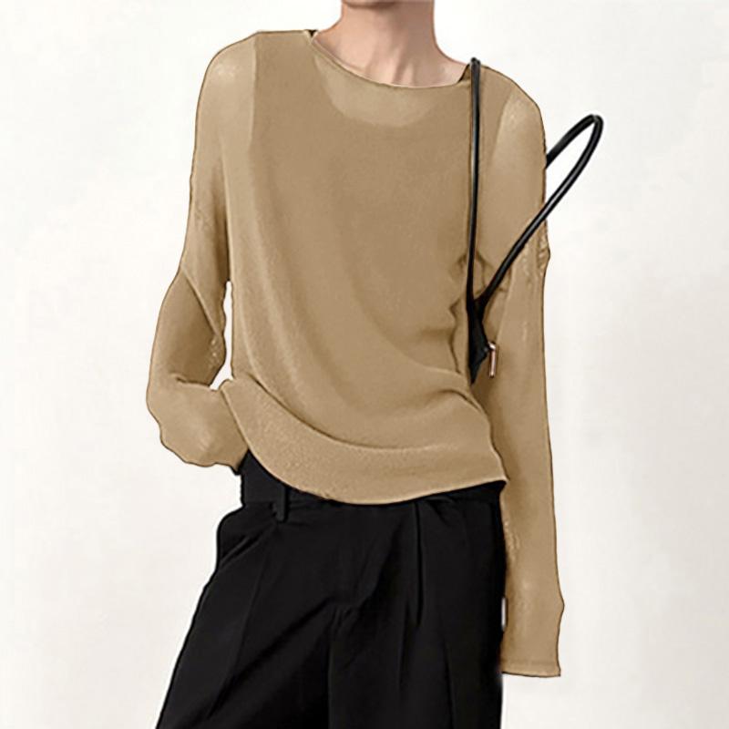 INCERUN Bărbați de primăvară cu mânecă lungă Topuri goale Casual See Through Pulovere tricotate