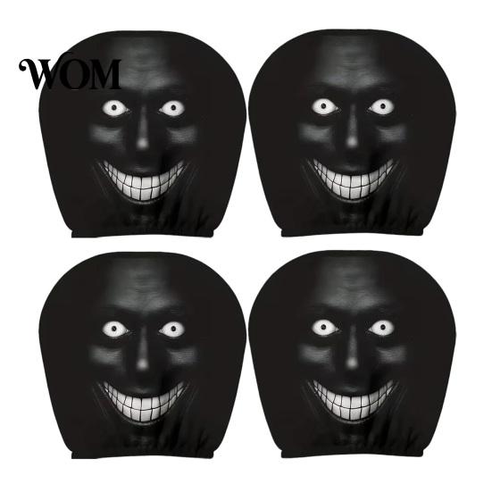 Car Headrest Covers 4 Pcs Halloween Covers, Creepy Ghost Face Seat Scary Styling Upgrades Protector, Universal Auto Decor for SUV Truck, Funny