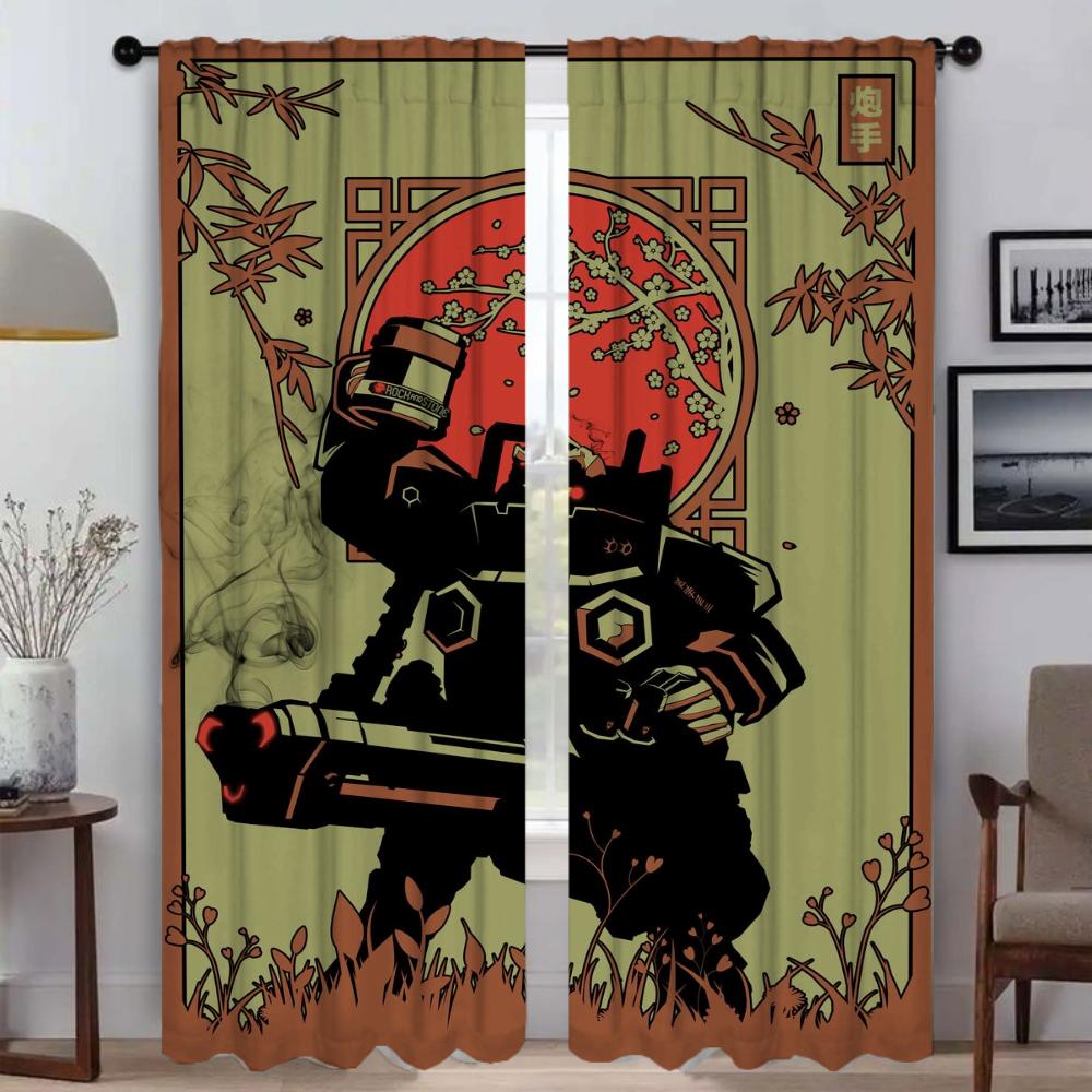Japan Line Artnime Halloween Decoration Curtains for Bedroom Blackout Curtain for Room 2 Panel Shades Home Interior Curtains