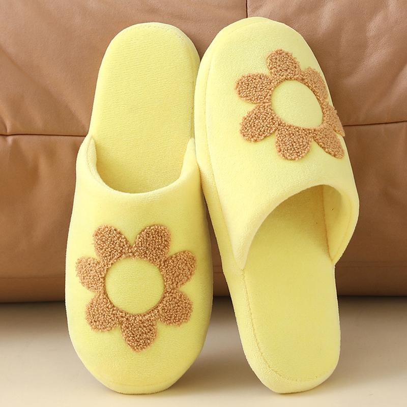 Fashion Flower Embroidery Home Cotton Slippers Women Comfortable Soft Sole House Slides Woman Non Slip Indoor Bedroom Slippers Female