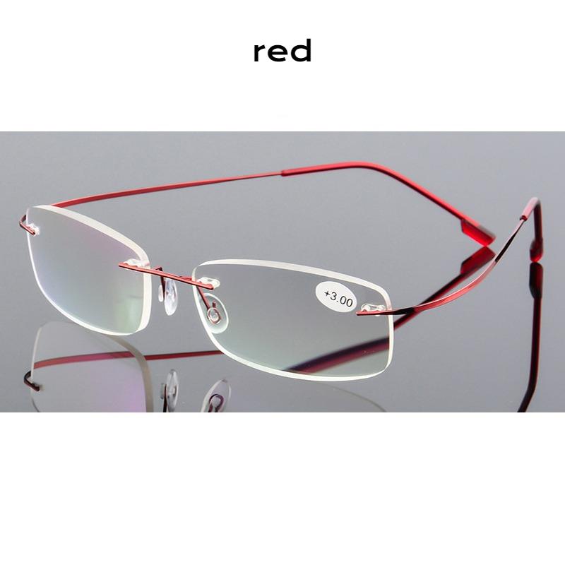 Flexible Ultralight Rimless Reading Glasses for Men Women Memory Metal Presbyopic Eyeglasses Strength +1.0 to +4.0