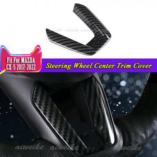 Carbon Fiber Style ABS Steering Wheel Center Trim Cover For Mazda CX-5 2017-2024
