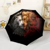 Lion Contrast Artwork Portable Automatic Umbrella Sturdy 8 Rib Shaft Foldable Design Durable Everyday Carry Umbrella Fashionable Accessory