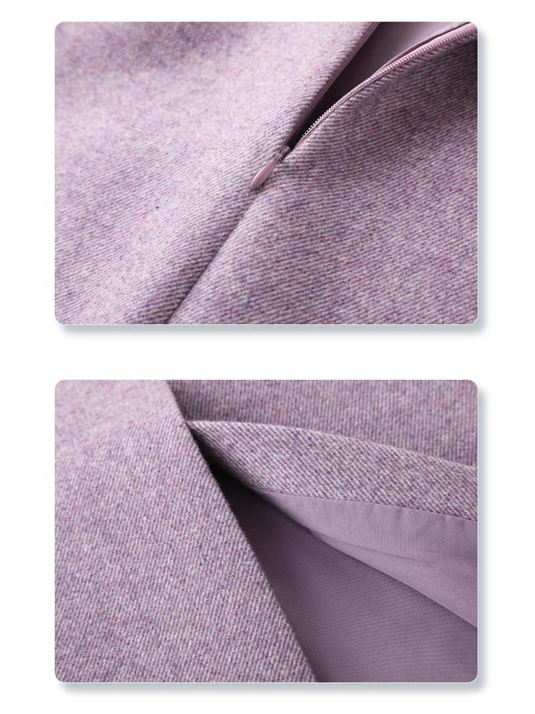 2025 New Women's Purple Woolen A-Line Pencil Skirt: Autumn/Winter Slim Fit