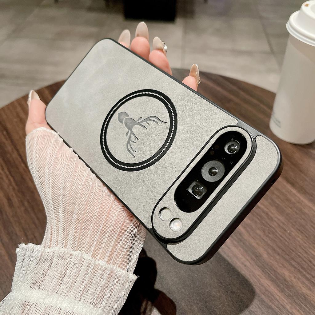 Deer Leather Protection Phone Case For Google Pixel 10A 10 Pro XL MagSafe Magnetic Wireless Charging Hard Cover Bumper