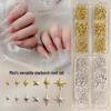 Gold & Silver Starburst Rivet Nail Art Decorations – 6 Grid Box
