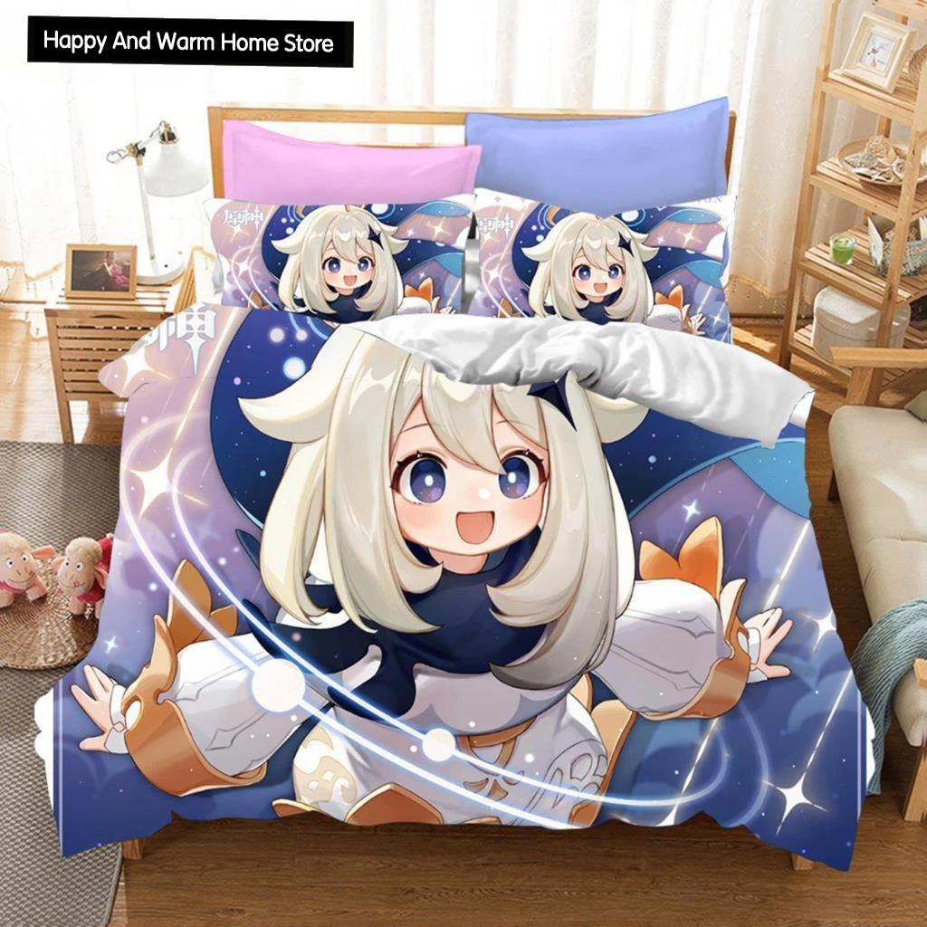 3D Game Genshin Impact Bedding Sets Keqing Xiao Duvet Cover Set 2_3 Pieces Boys Adults Single Full Queen King Size Bed Linen