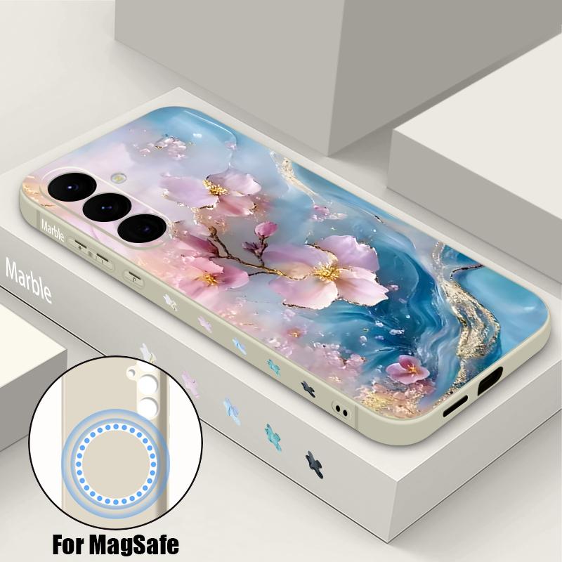Marble Pattern Magnetic Case For Samsung Galaxy S26 S25 S24 Ultra S23 S24 S25 FE S22 Plus For Magsafe Wireless Charge TPU Cover