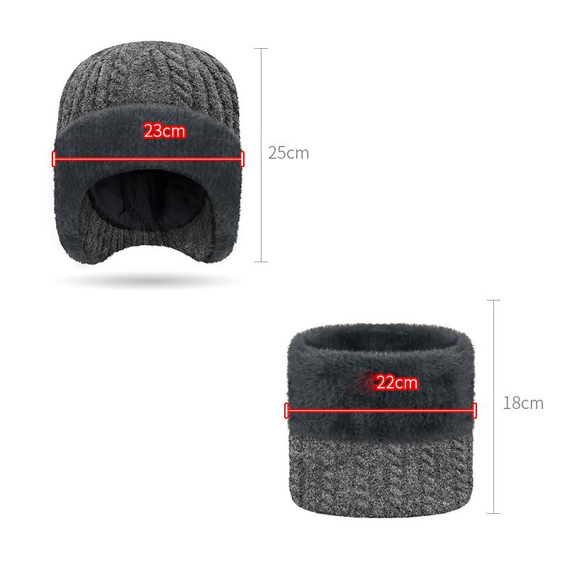 Zimowa Wełniana Gruba Ochrona Uszu Dzianinowa Czapka Męska Wełniana Ciepła Ochrona Szyi Wełniana Czapka