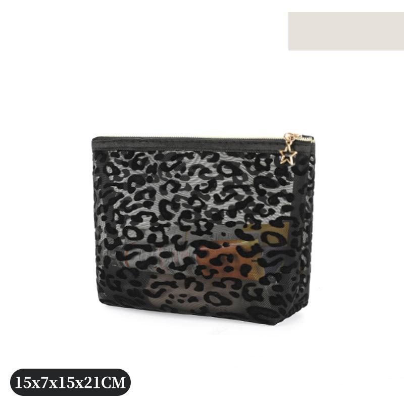 1pc Women Makeup Bag, Mesh Heart Flocked Decor,  Minimalist Mesh Heart Design Large Capacity, For Daily Use & Travel Makeup