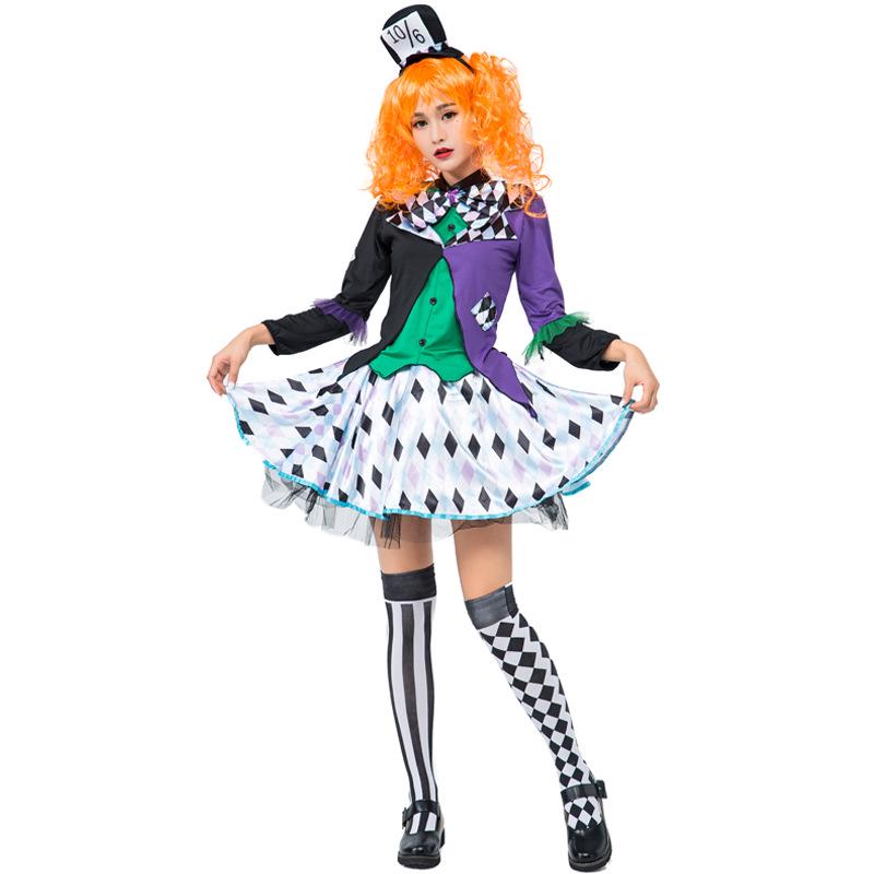 

Dreamy Wonderland Wizard of Oz Clown Costume for Halloween Cosplay Extra Large фиолетовый/зелёный