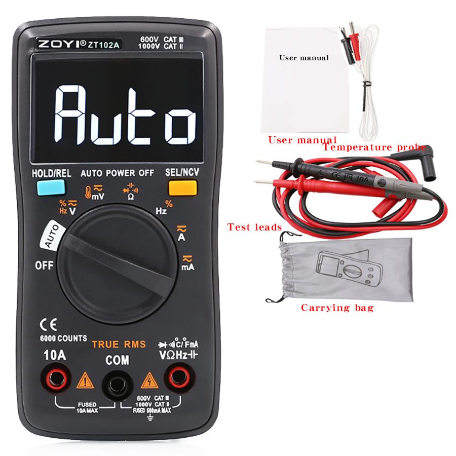 ZOYI ZT-102A Smart Electrician Multimeter, high-precision multifunction digital mini multimeter for home use