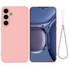 For Samsung Galaxy S25 FE Liquid Silicone Case Phone Back Cover with Hand Strap