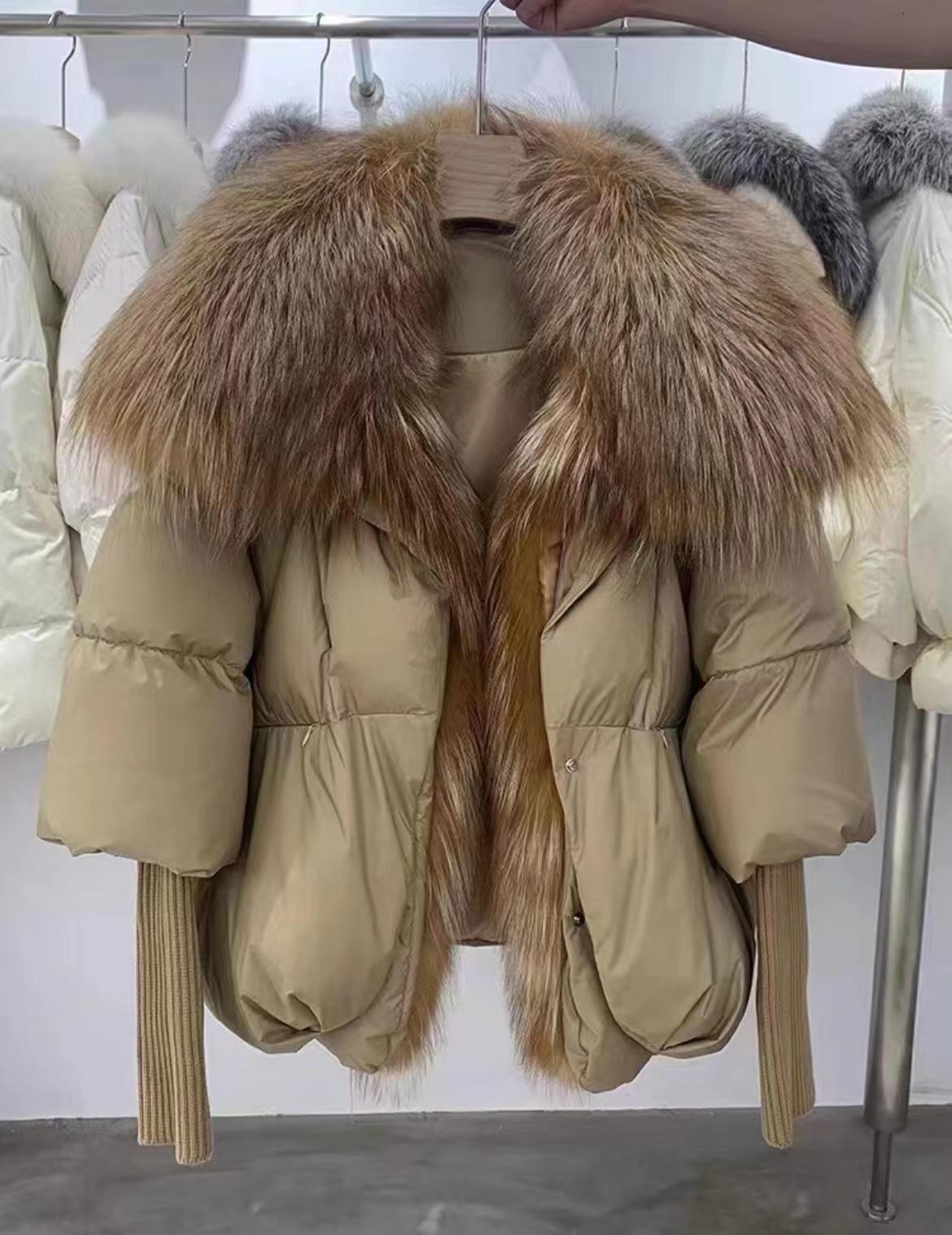 

Женская новая высококачественная куртка из белого утиного пуха с воротником из меха серебристой лисы, теплая и тонкая зимняя L