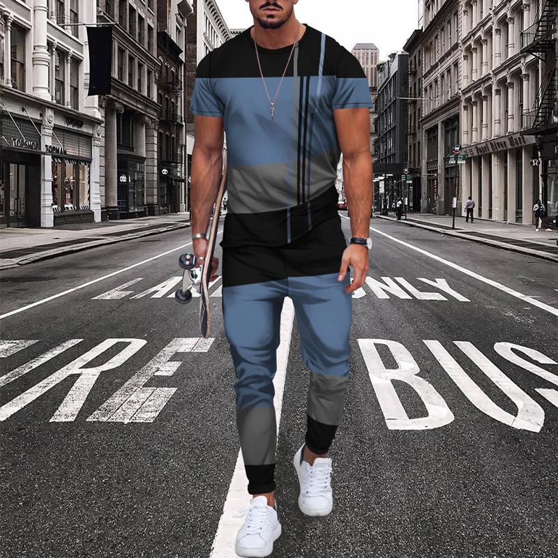 

Мужская футболка, длинные брюки, спортивный костюм, этнические стили, 3D-принт, футболки, брюки, комплекты из 2 предметов, уличная одежда, свободные костюмы, спортивная одежда XL