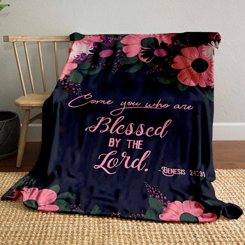 

Blessed By The Lord Genesis 24:31 Floral Blanket Printed Blanket for Living Room Bed Couch lunch break Soft Cozy Blanket for Friend s festival Gift 80cm x 120cm
