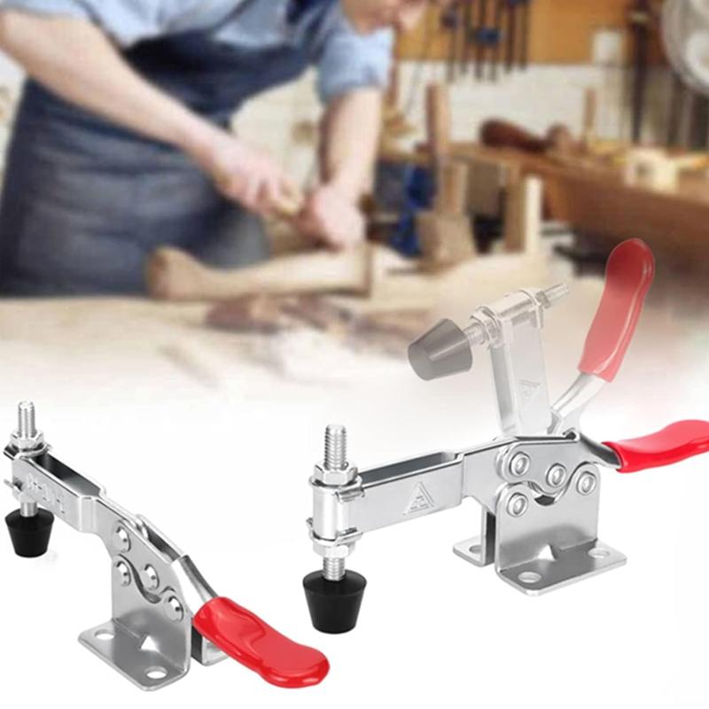 GH-201 Horizontal Toggle Clamp Quick-Release Clamps Set Heavy Duty Vertical Toggle Clip Woodworking Repair Bench Hand Tool