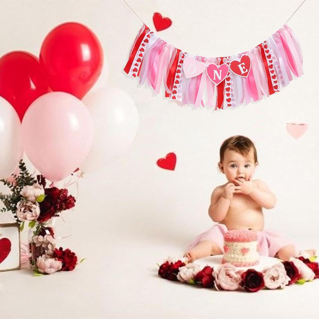 Valentines Day 1st Birthday High Chair Banner - Our Little Sweetheart 1st Birthday Decorations, Sweetheart 1st Birthday Highchair Banner, Valentine's