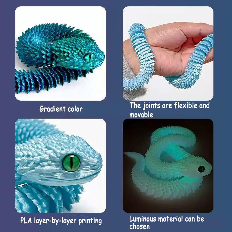 3D-printede Dyr Leketøy Flerleddet Bevegelig Dinosaur Slange Fidget Leketøy Voksne Autisme Stresslindrende Leker Skrivebordsdekor Barn Gave