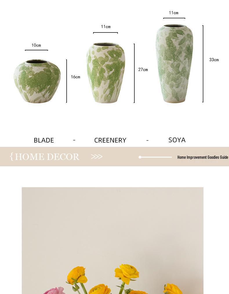 Wabi-Sabi Ink Splash Ceramic Vase: Elegant Retro Flower Arrangement for Living Room or Dining Table