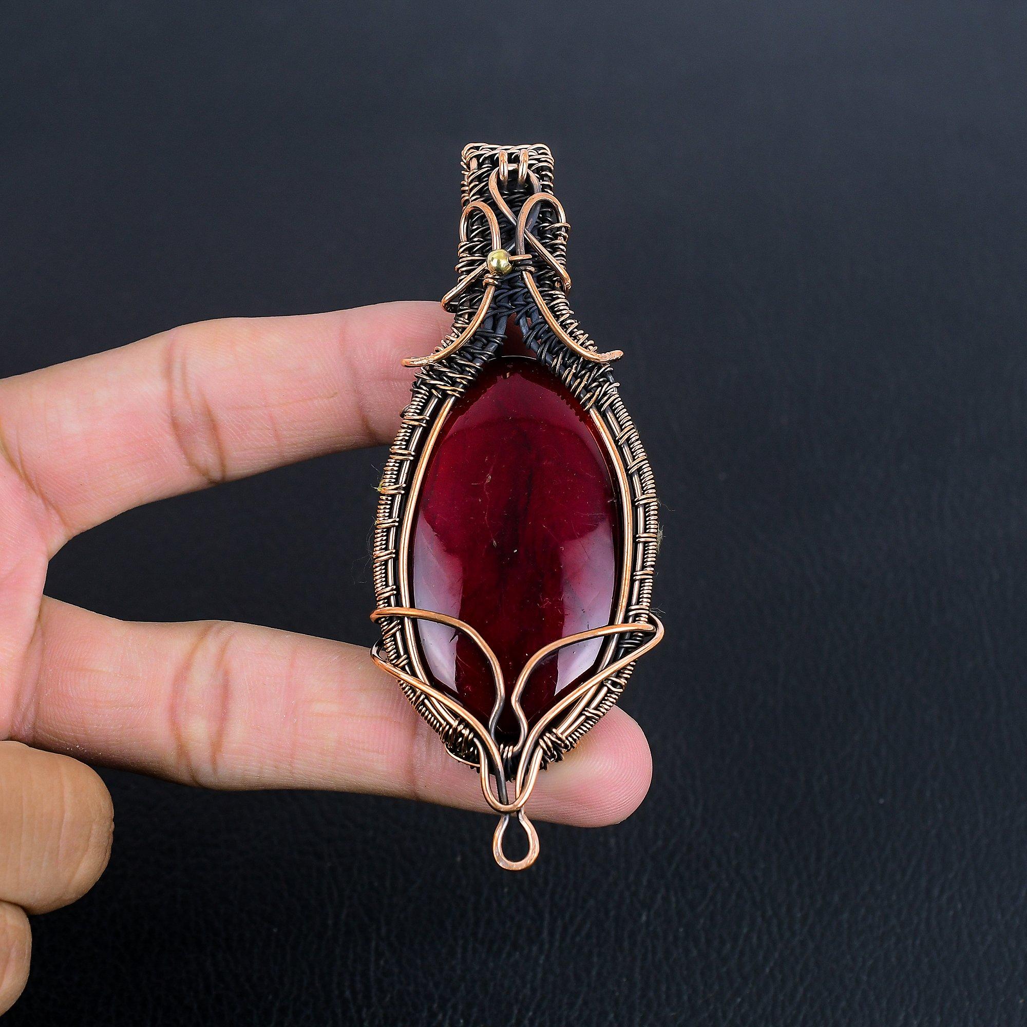 

Подвеска из красного лабрадорита, украшение, обернутое медной проволокой 999 пробы, подвеска с драгоценным камнем, ювелирное изделие ручной работы, свадебный подарок