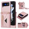Applicable to Samsung Z Flip4/3 mobile phone case folding flip card ZFlip5/6 lanyard zipper wallet leather case